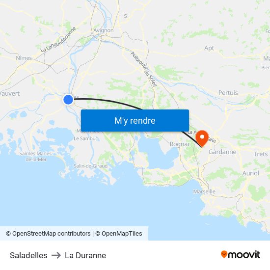 Saladelles to La Duranne map