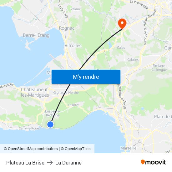 Plateau La Brise to La Duranne map