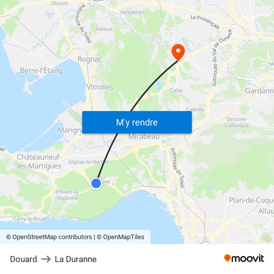 Douard to La Duranne map