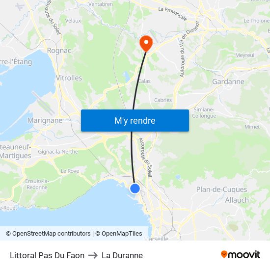 Littoral Pas Du Faon to La Duranne map