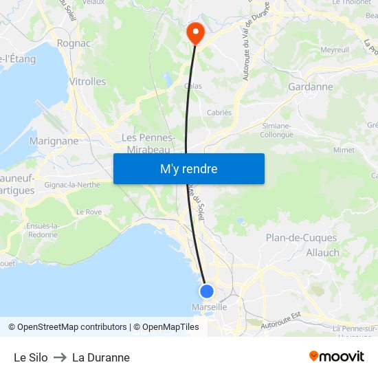 Le Silo to La Duranne map