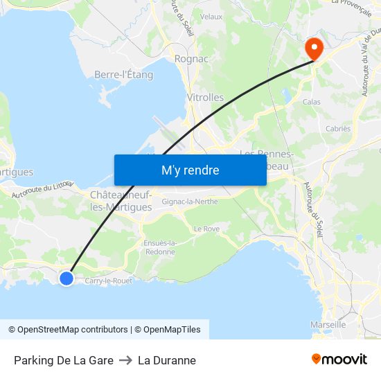 Parking De La Gare to La Duranne map