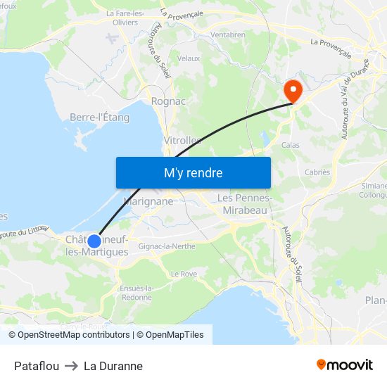 Pataflou to La Duranne map