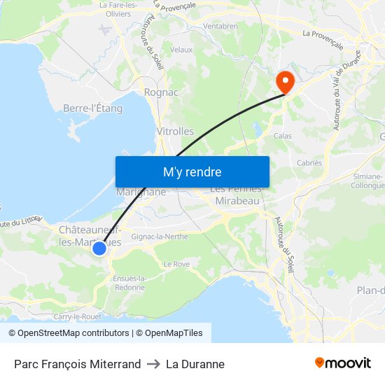 Parc François Miterrand to La Duranne map