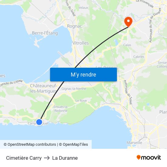 Cimetière Carry to La Duranne map