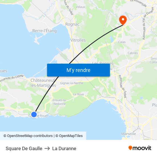 Square De Gaulle to La Duranne map