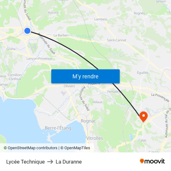 Lycée Technique to La Duranne map