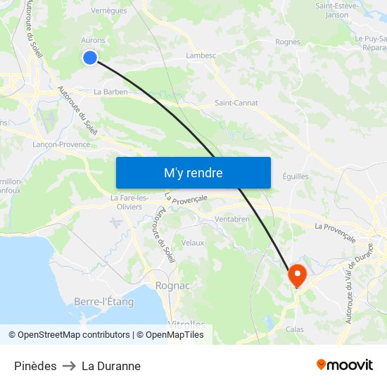 Pinèdes to La Duranne map