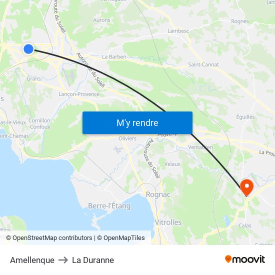 Amellenque to La Duranne map