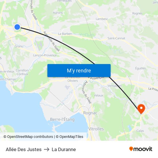 Allée Des Justes to La Duranne map