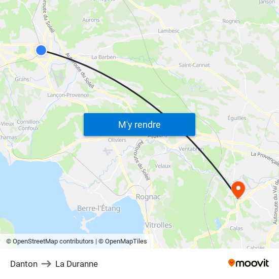 Danton to La Duranne map