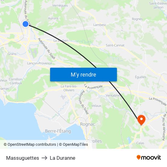 Massuguettes to La Duranne map