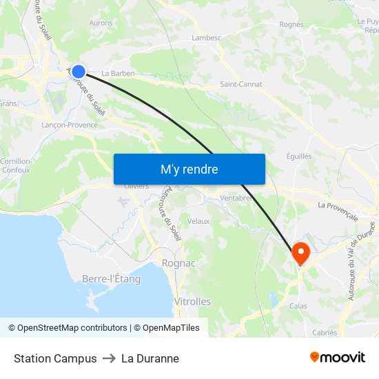 Station Campus to La Duranne map