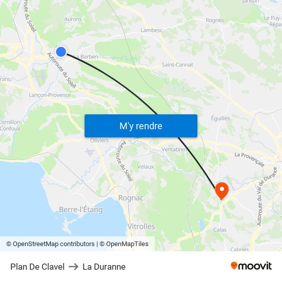 Plan De Clavel to La Duranne map