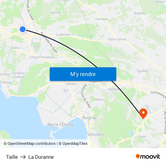 Taille to La Duranne map