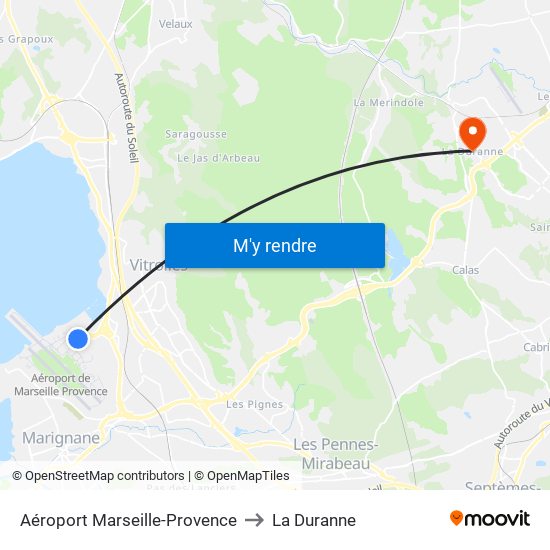 Aéroport Marseille-Provence to La Duranne map