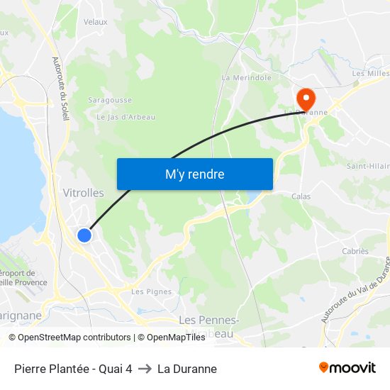 Pierre Plantée - Quai 4 to La Duranne map