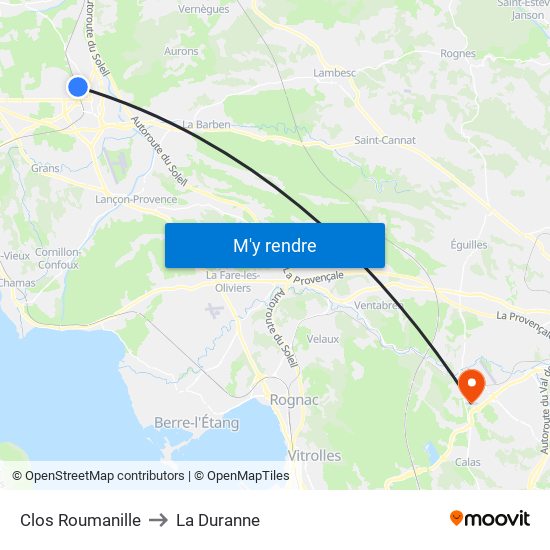 Clos Roumanille to La Duranne map