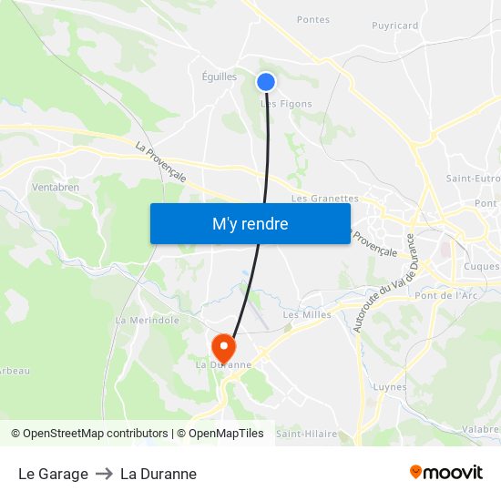 Le Garage to La Duranne map