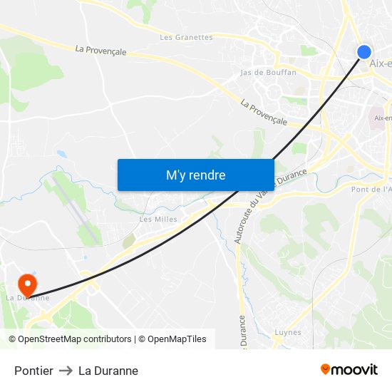 Pontier to La Duranne map