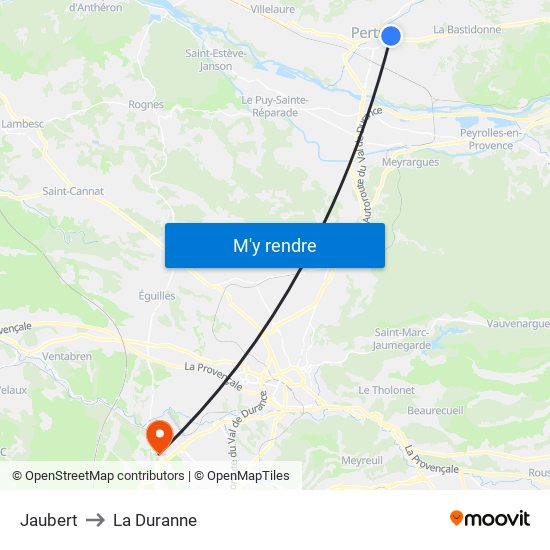 Jaubert to La Duranne map