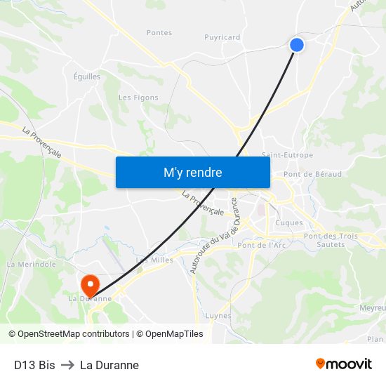 D13 Bis to La Duranne map