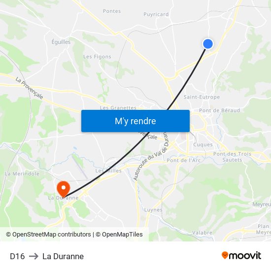 D16 to La Duranne map