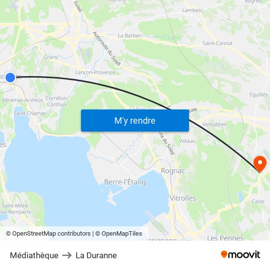 Médiathèque to La Duranne map