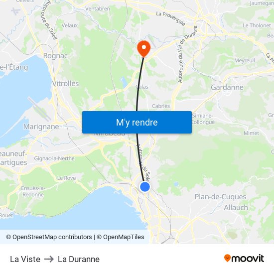 La Viste to La Duranne map