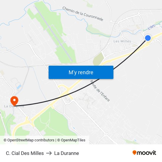 C. Cial Des Milles to La Duranne map