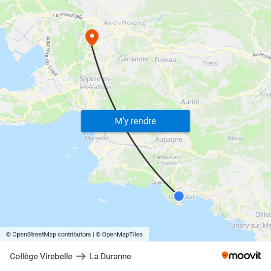 Collège Virebelle to La Duranne map