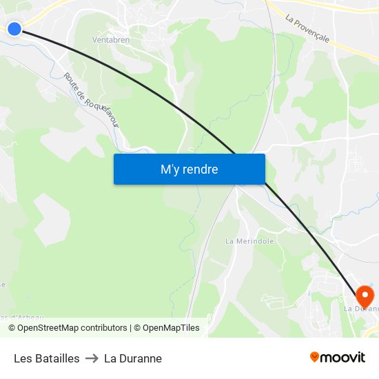 Les Batailles to La Duranne map