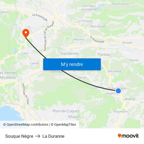 Souque Nègre to La Duranne map