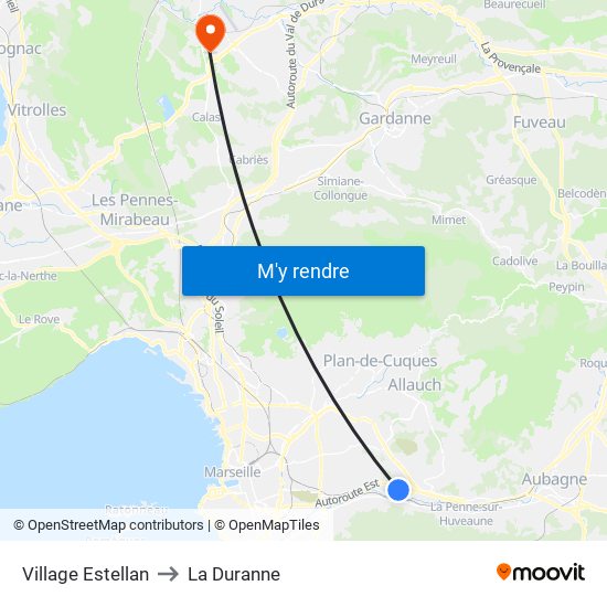 Village Estellan to La Duranne map