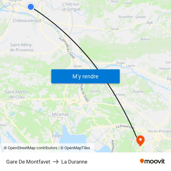 Gare De Montfavet to La Duranne map