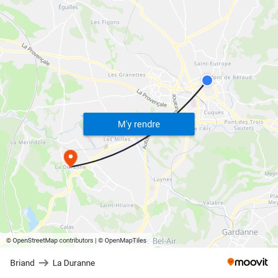 Briand to La Duranne map