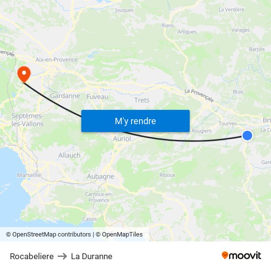 Rocabeliere to La Duranne map