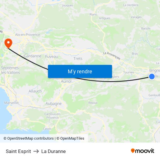 Saint Esprit to La Duranne map