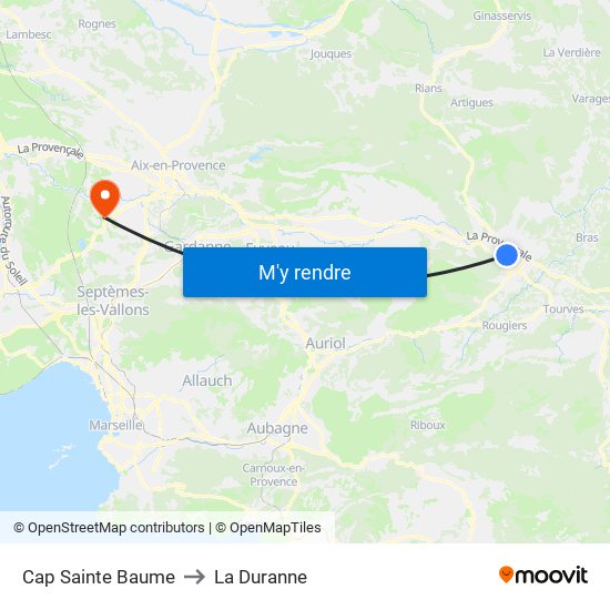 Cap Sainte Baume to La Duranne map
