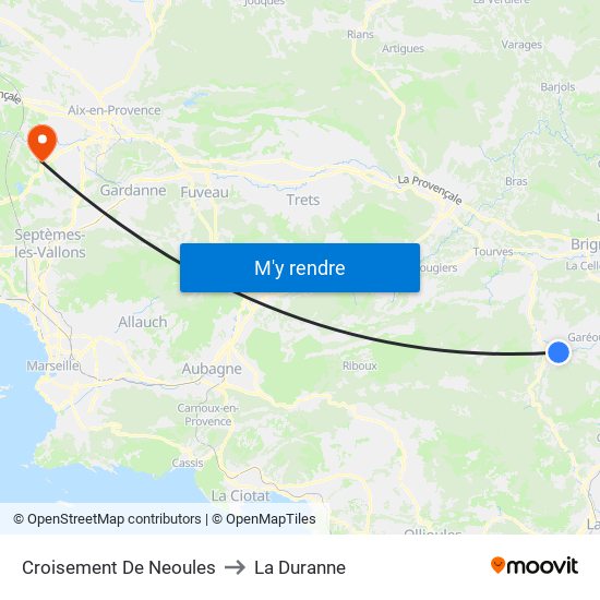 Croisement De Neoules to La Duranne map