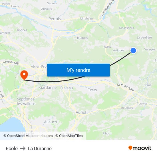 Ecole to La Duranne map