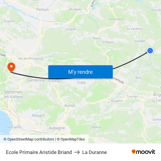 Ecole Primaire Aristide Briand to La Duranne map