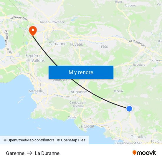 Garenne to La Duranne map