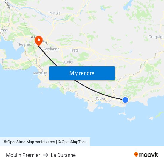 Moulin Premier to La Duranne map