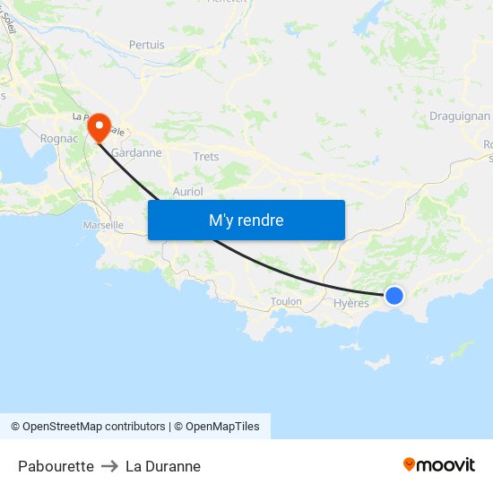 Pabourette to La Duranne map