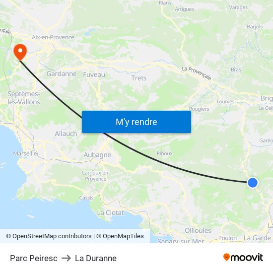 Parc Peiresc to La Duranne map