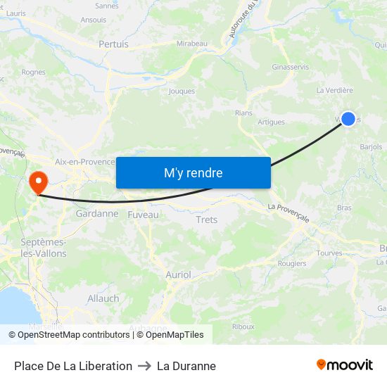 Place De La Liberation to La Duranne map