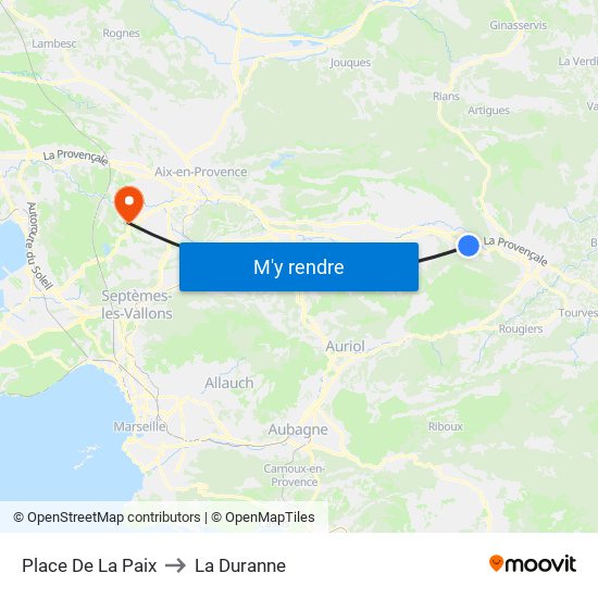 Place De La Paix to La Duranne map