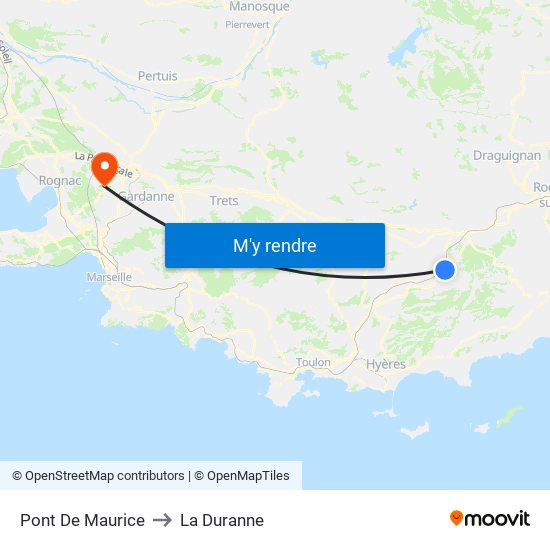 Pont De Maurice to La Duranne map