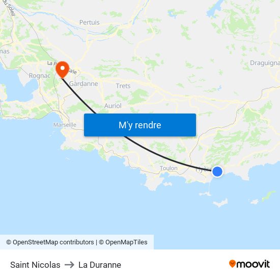 Saint Nicolas to La Duranne map